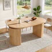 Tavolo da pranzo allungabile con vano portaoggetti nascosto, in MDF, per cucina e soggiorno, naturale 120-160 × 80 × 76 cm