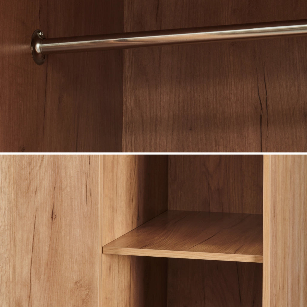 Armadio Guardaroba Norg con 2 Ante e 8 Scomparti 191x120x52 cm - Effetto Rovere [en.casa]