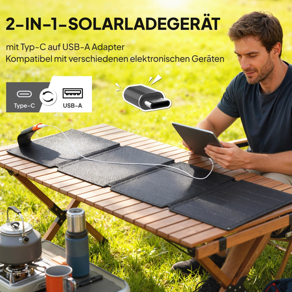Pannello Solare Portatile 36W ¨C zephmum ¨C Impermeabile, Pieghevole, Grigio