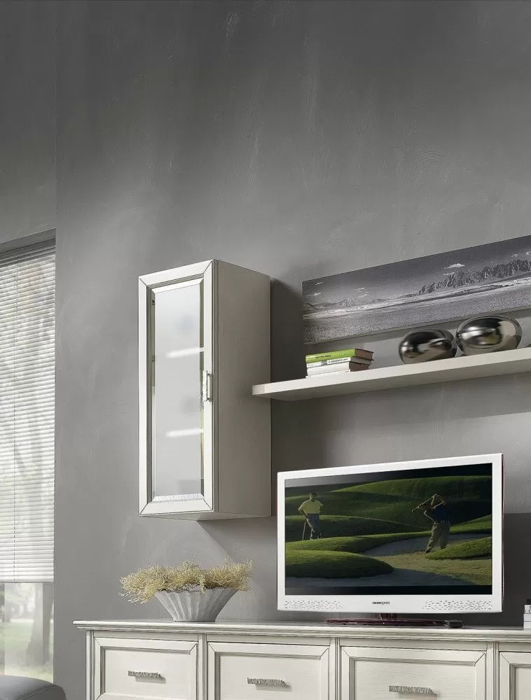 Parete attrezzata porta tv in legno shabby bianco l.245 - Mobili 2G