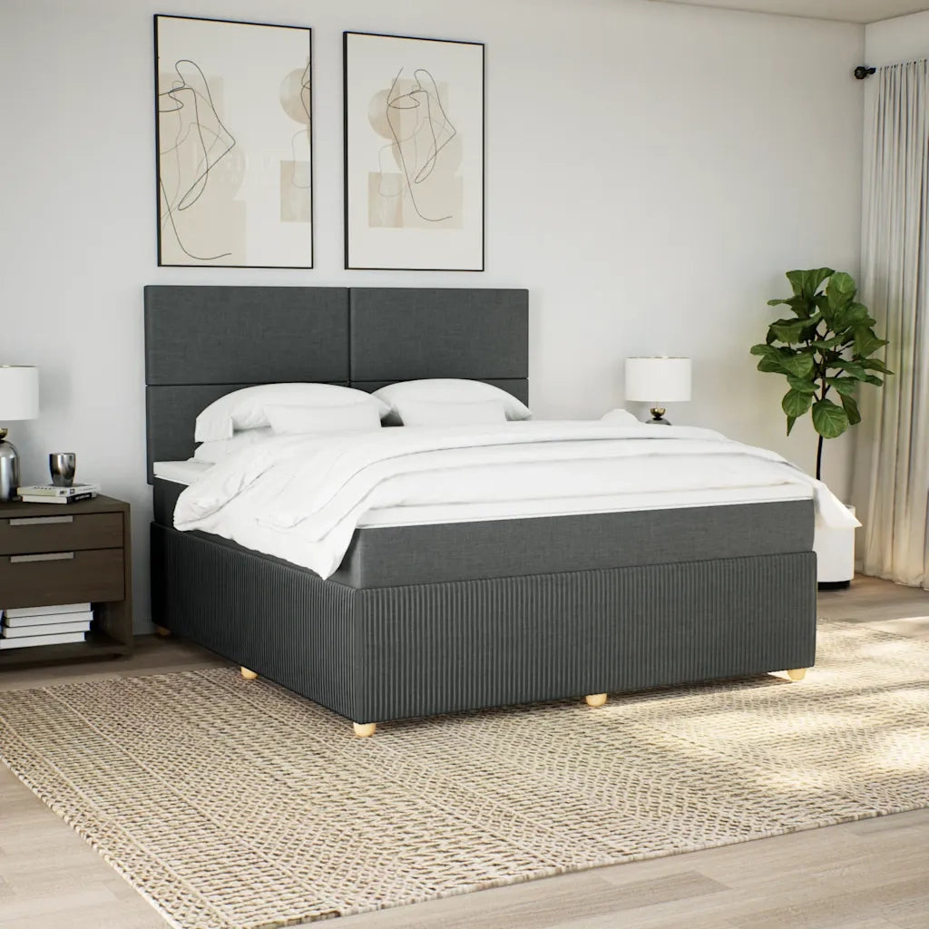 Giroletto a Molle con Materasso Grigio Scuro 180x200 cm Tessuto