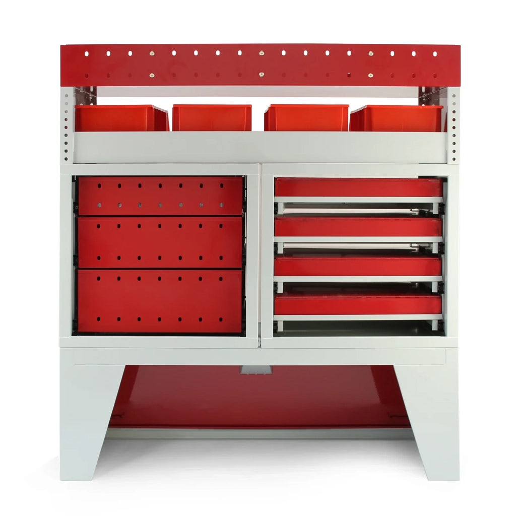 Pacchetto Flame con 1 Scaffale con Cassetti e 2 Scaffali con Mensole per Furgone