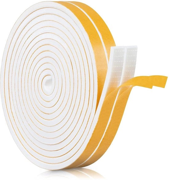 Tappetino adesivo schiumoso per porte e finestre - sigillatura porte - sigillatura urti - isolamento acustico - 12x6mmx8M bianco