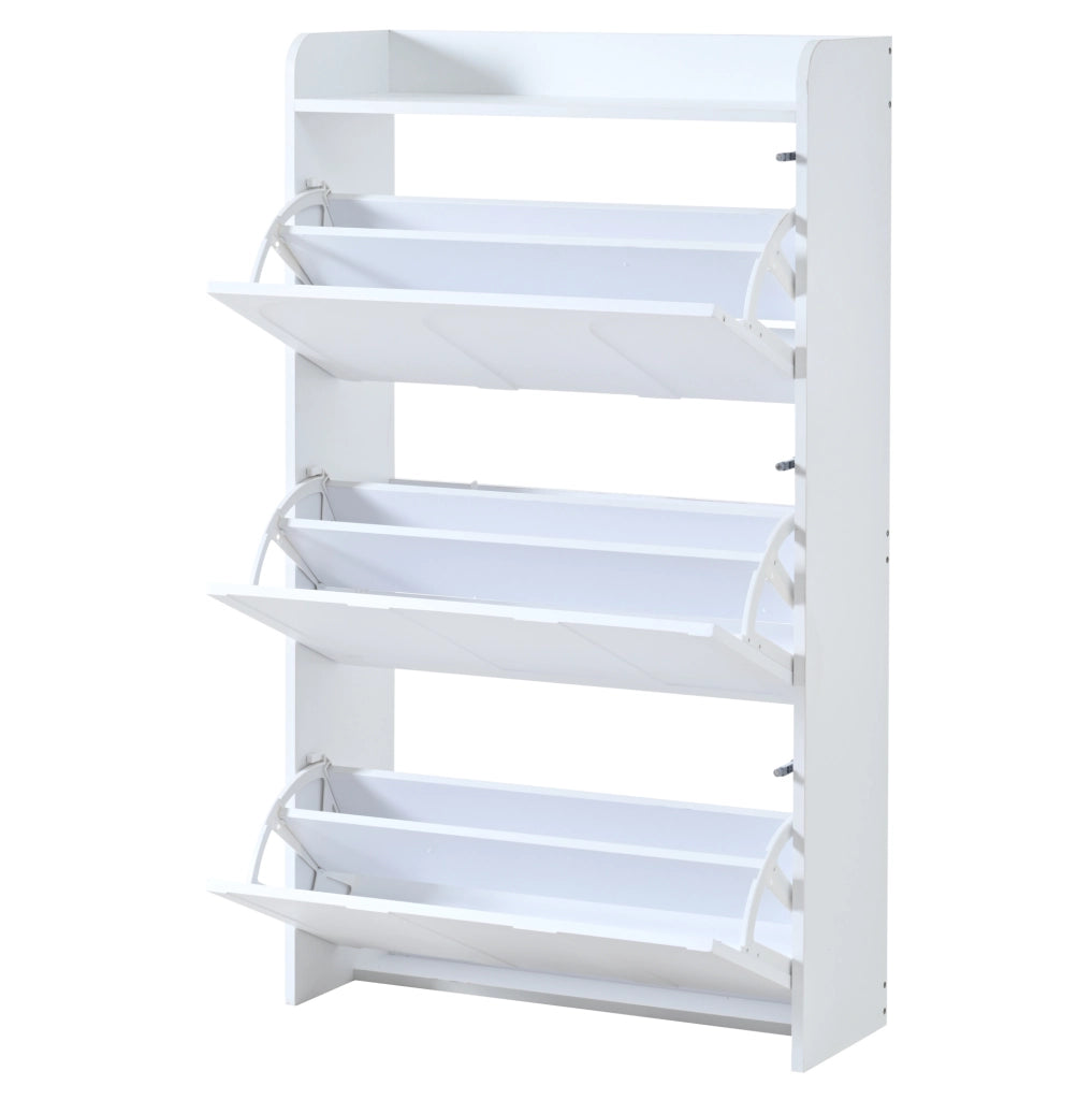 Scarpiera con 3 ante a ribalta; 70 x 25 x 120 cm; MDF; bianco