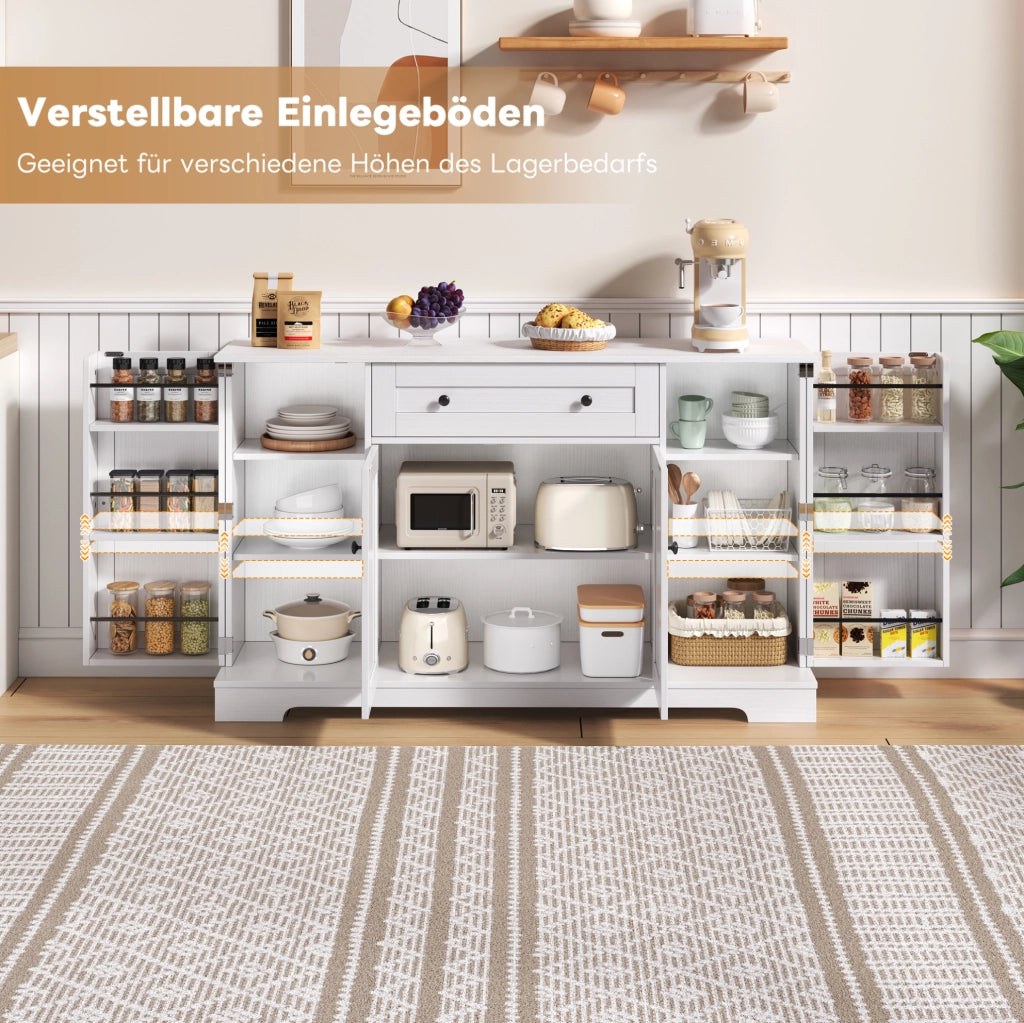 Credenza da cucina bianca in MDF con cassetto e ripiani