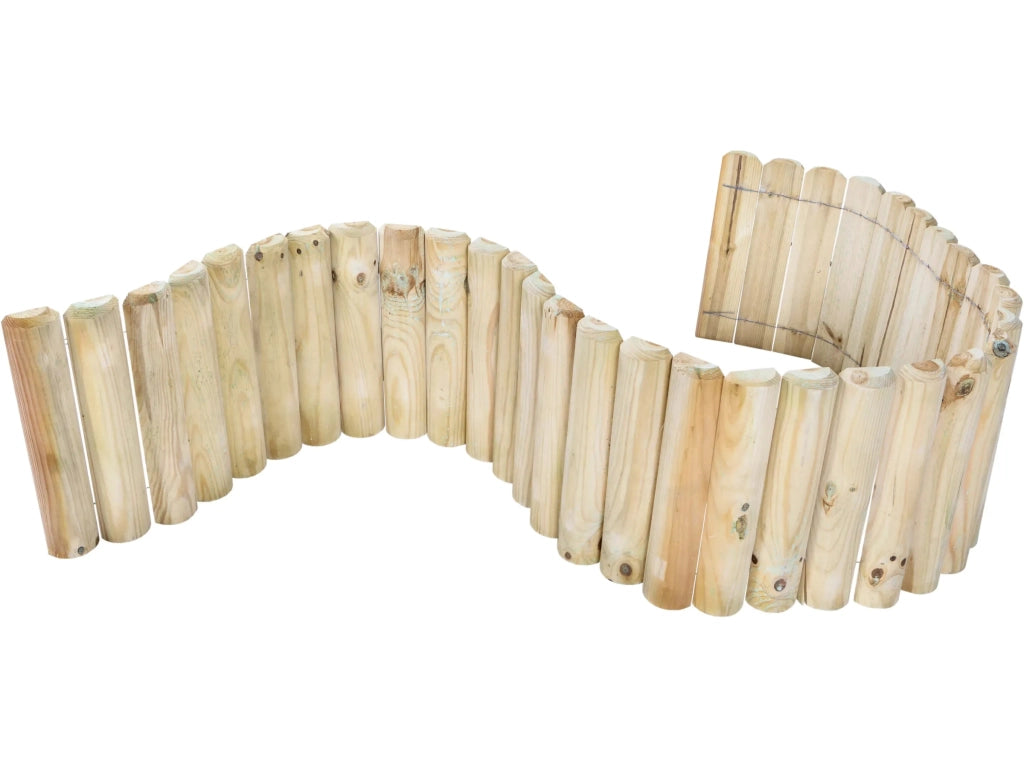 Bordura Giardino in Legno Bordaroll 5xH30xL200 cm – Bordo per Aiuole in Pino Impregnato Flessibile