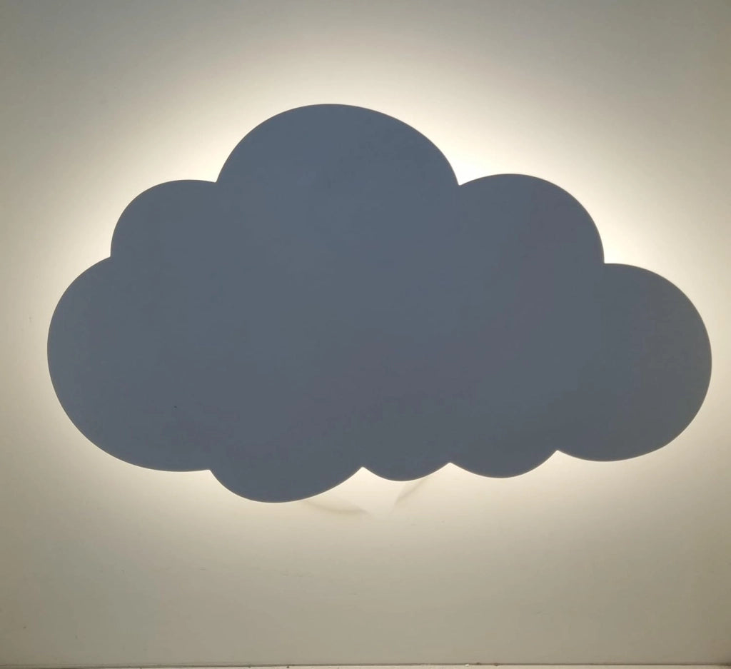 Applique LED a Forma di Nuvola per Cameretta Bambini, 9W 630 Lumen, Luce Selezionabile 3000K/4000K/6500K, Design Bianco in Metallo e Acrilico, IP20 – 298x180mm
