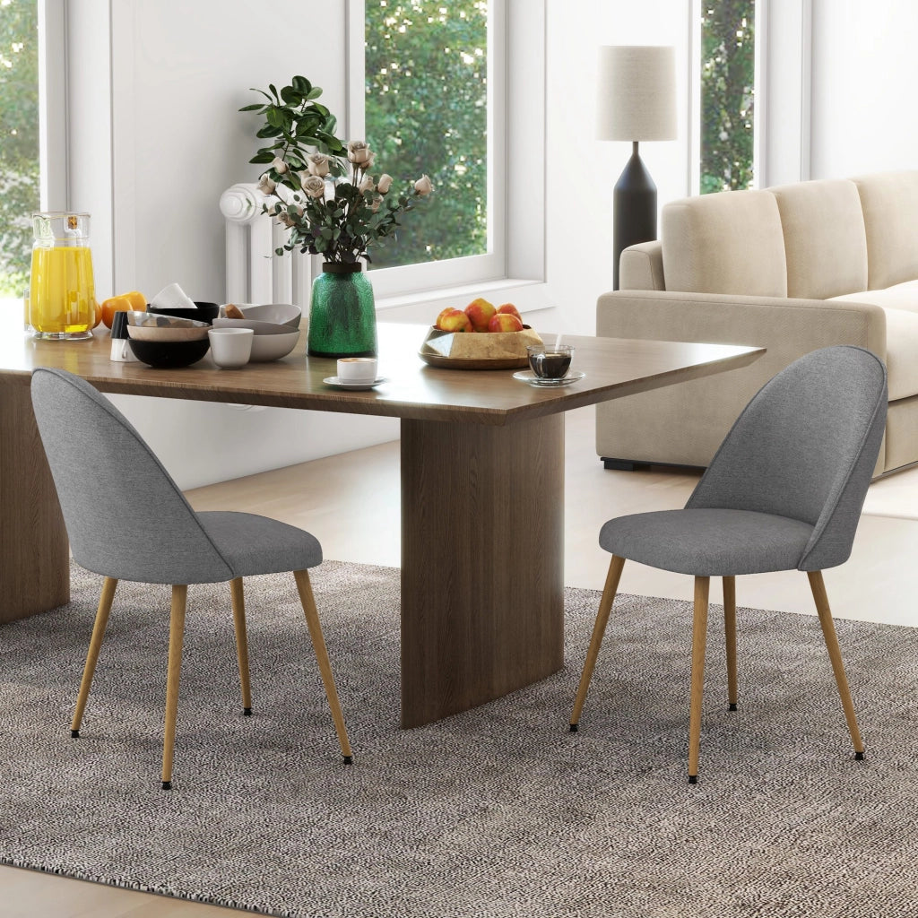 Set 2 Sedie da Pranzo Imbottite in Tessuto con Gambe in Metallo ¨C Zephmum ¨C Grigio 50x52x83 cm