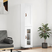 Credenza-Buffet-Armadio da cucina 34,5x34x180 cm in Legno Multistrato Bianco Lucido 997287