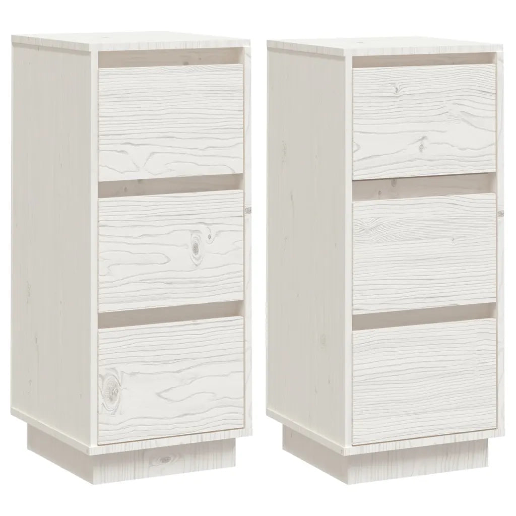 Credenze Bianche 2 pz 32x34x75 cm in Legno Massello di Pino cod mxl 12403