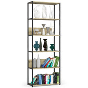 Scaffale stilo loft con ripiani in legno 70 cm Nera 70 cm inserto frontale Quercia Artisan 70x32x192 cm
