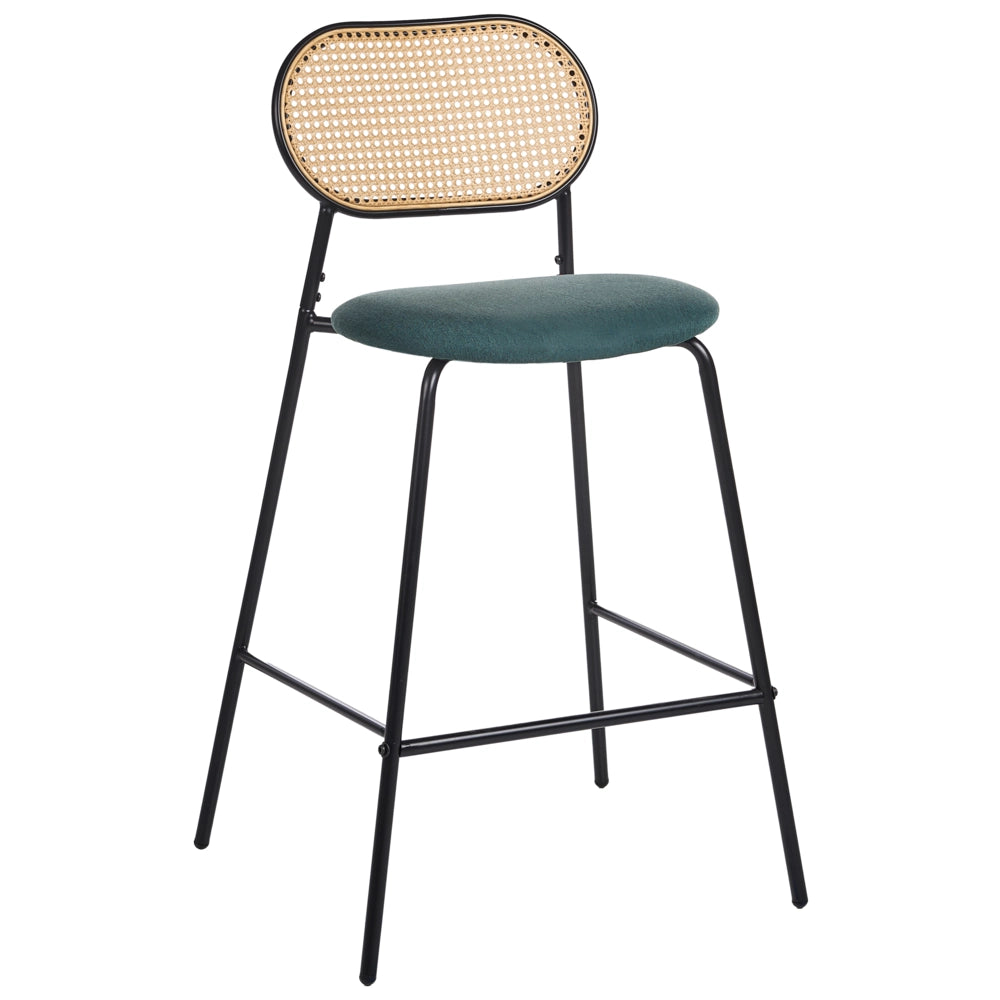 Set di 2 sedie da bar con struttura in metallo e schienale in rattan nero sgabelli da bar eleganti