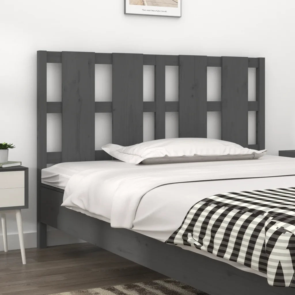 Testiera per Letto Grigia 145,5x4x100 cm Legno Massello di Pino 817992