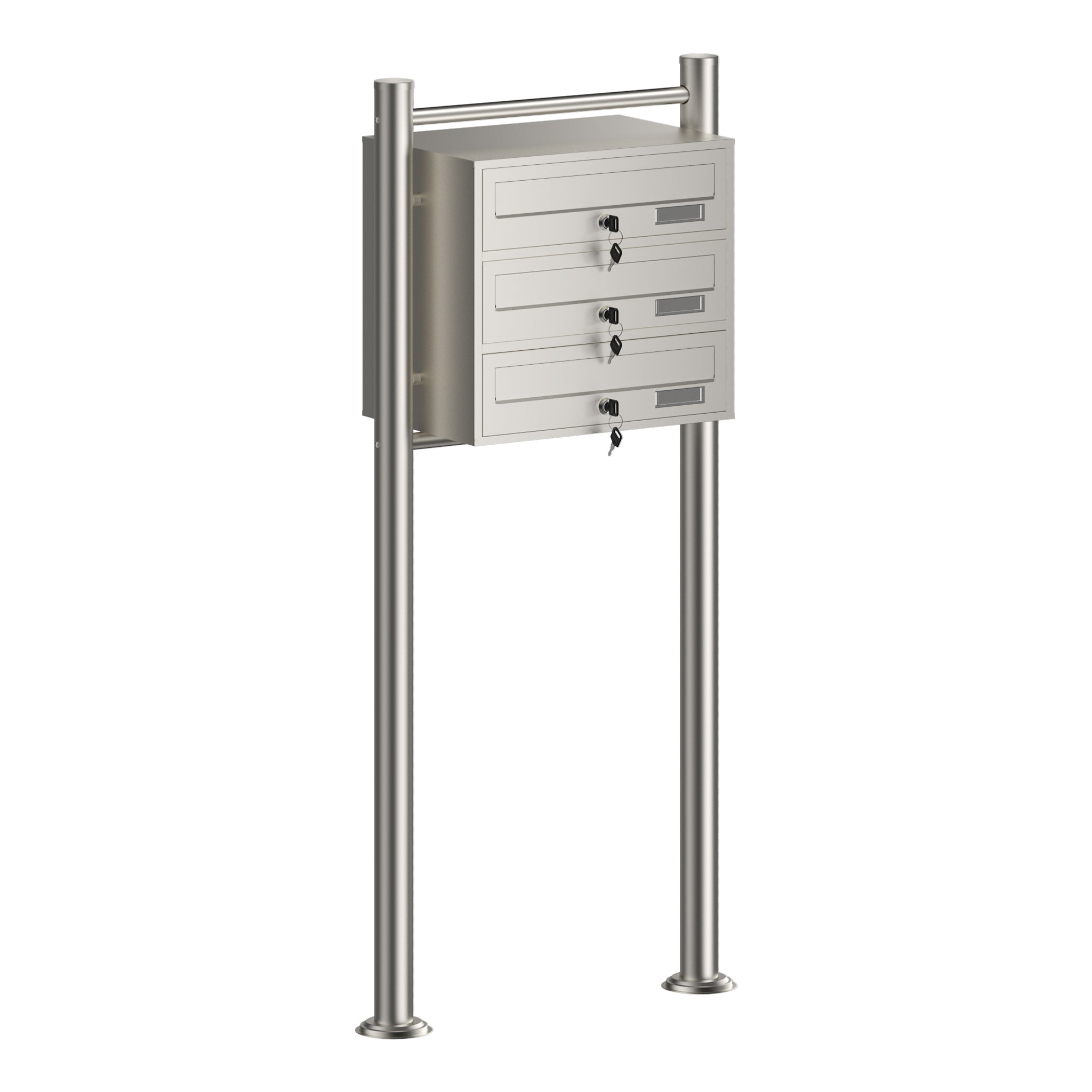 Cassetta postale condominiale autoportante 3 posti, acciaio inox, 1 modulo, 556 x 270 x 1200 mm