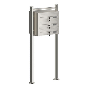 Cassetta postale condominiale autoportante 3 posti, acciaio inox, 1 modulo, 556 x 270 x 1200 mm