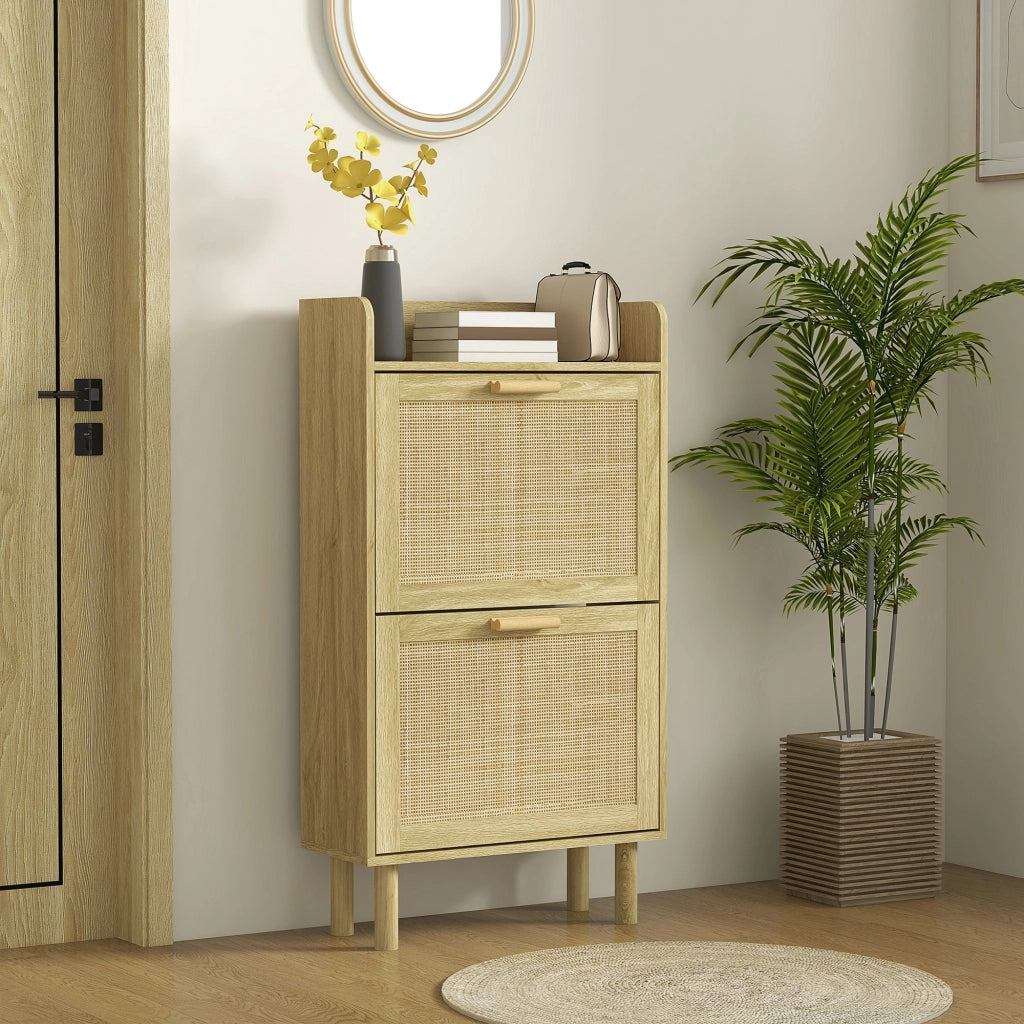 Scarpiera con cassetti e ripiano ¨C zephmum ¨C 80x24,5x110 cm rovere