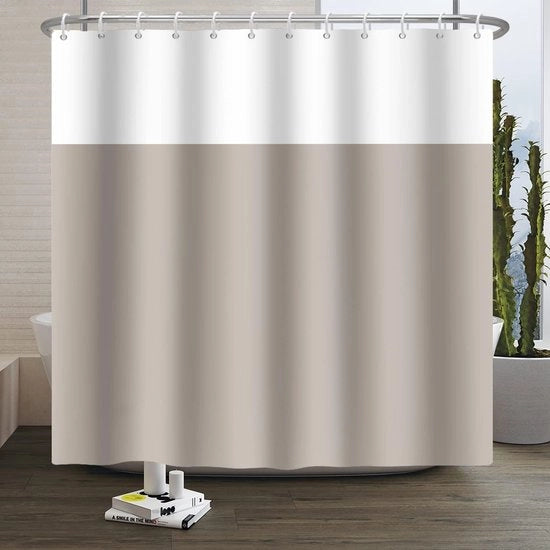 Douchegordijn a due tonalità - Design minimalista - 1 pezzo - Misto marrone bianco - Poliestere - 41 x 63 pollici