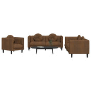 Set di Divani 3 pz con Cuscini Marrone in Velluto 3209256