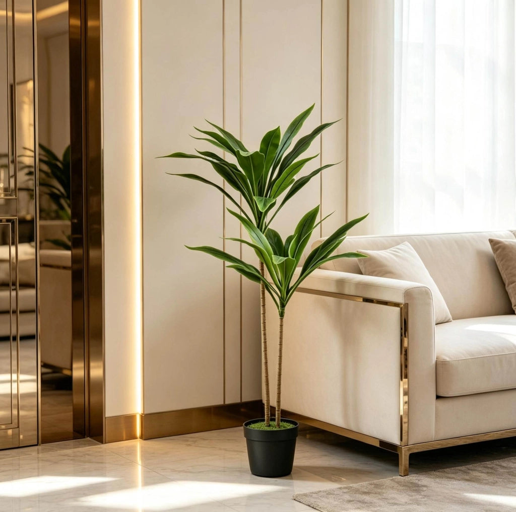 PIANTA ARTIFICIALE Cordyline 90 cm Verde con vaso  13 cm