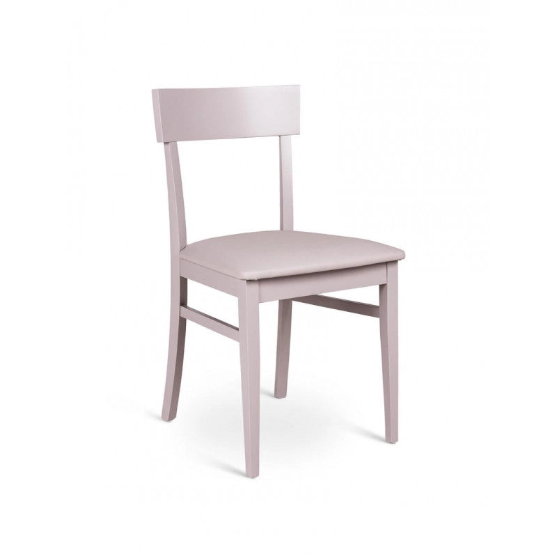 4x Sedia in legno laccato grigio chiaro con seduta in similpelle 445xh. 82 cm