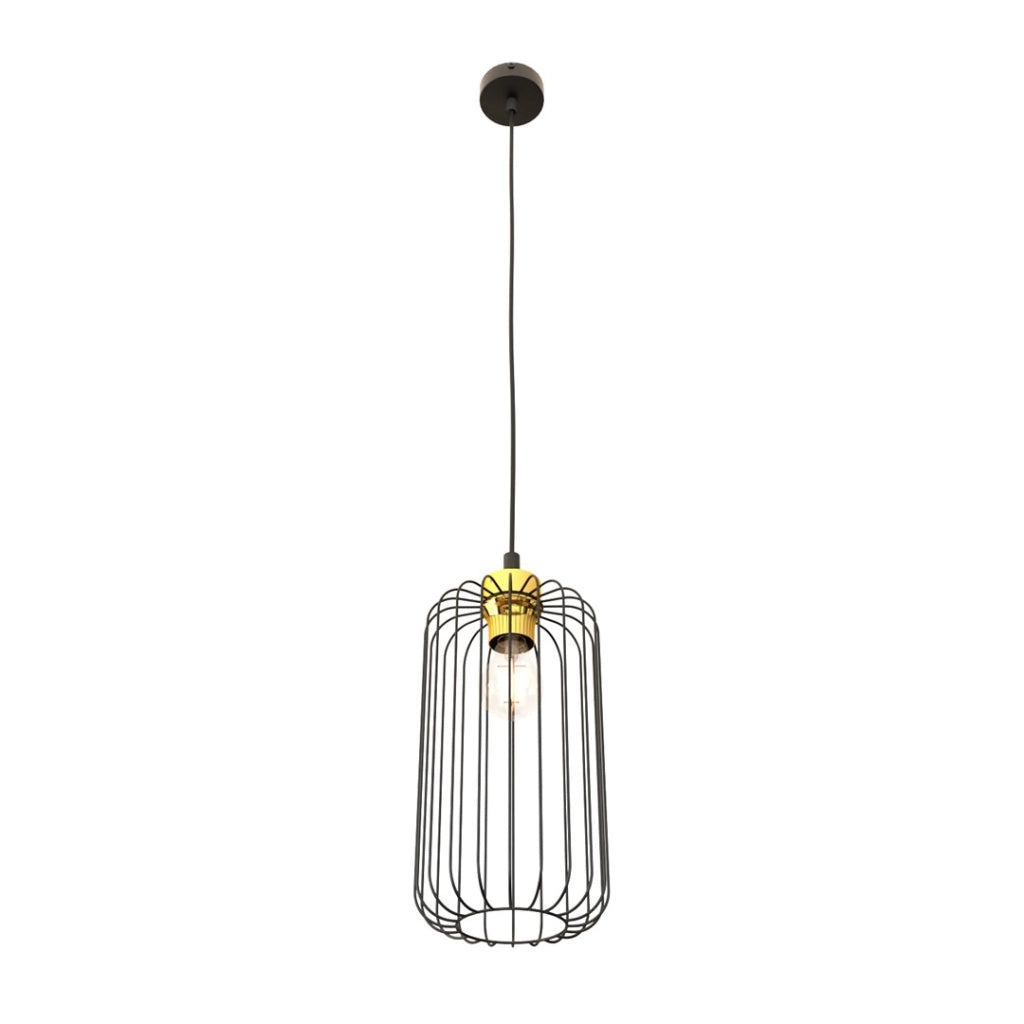 Lampada a sospensione industriale ovale nero-oro VANDER Emibig