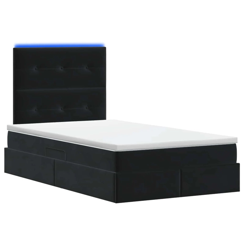 Letto con contenitore LED e materasso Nero 120 x 200 cm Velluto 3460124
