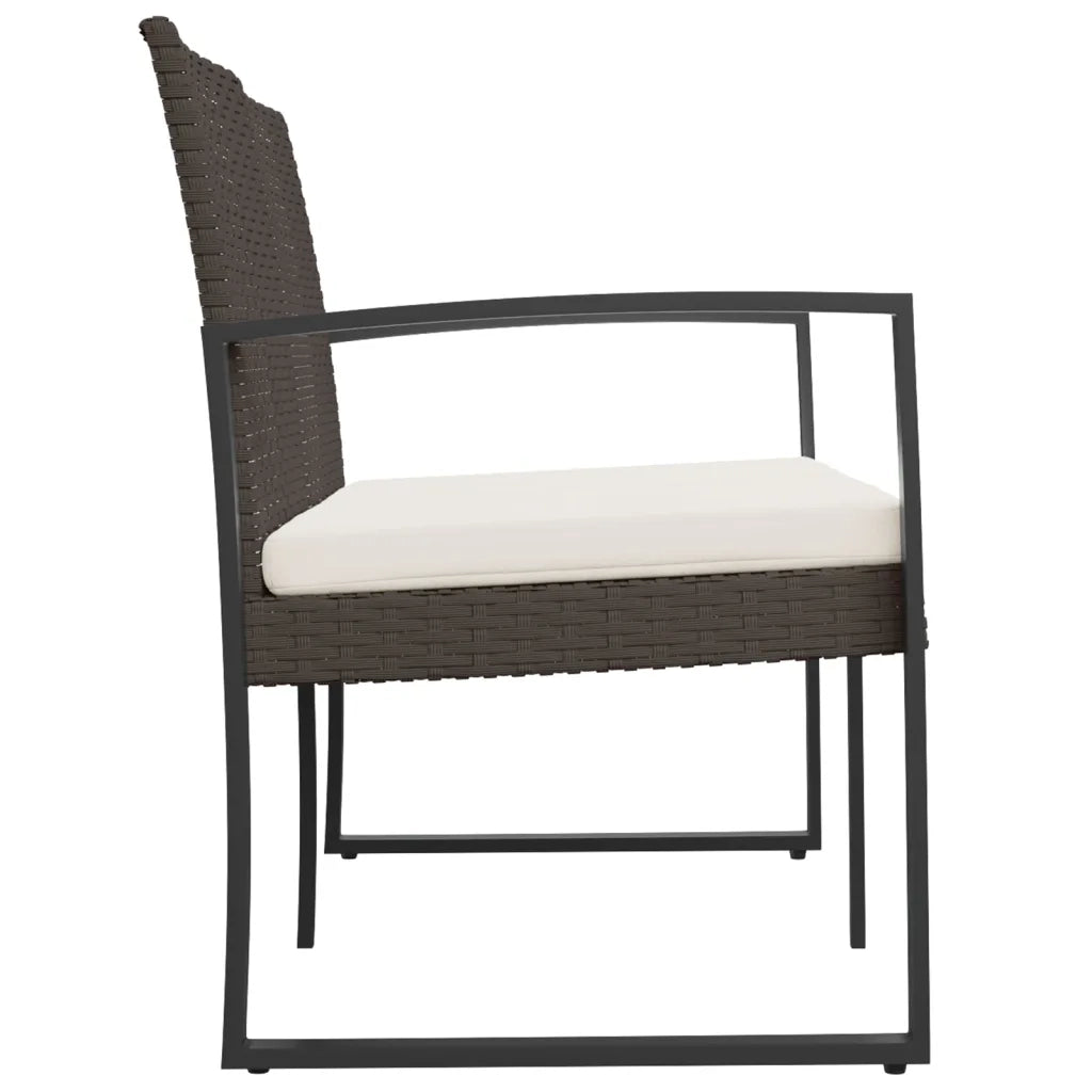 Panca da Giardino a 2 Posti con Cuscini in Rattan PP Marrone 360210