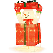 Decorazione natalizia con pupazzo di neve e 100 luci LED per interno ed esterno, Pupazzo di neve illuminato 3D in confezione regalo