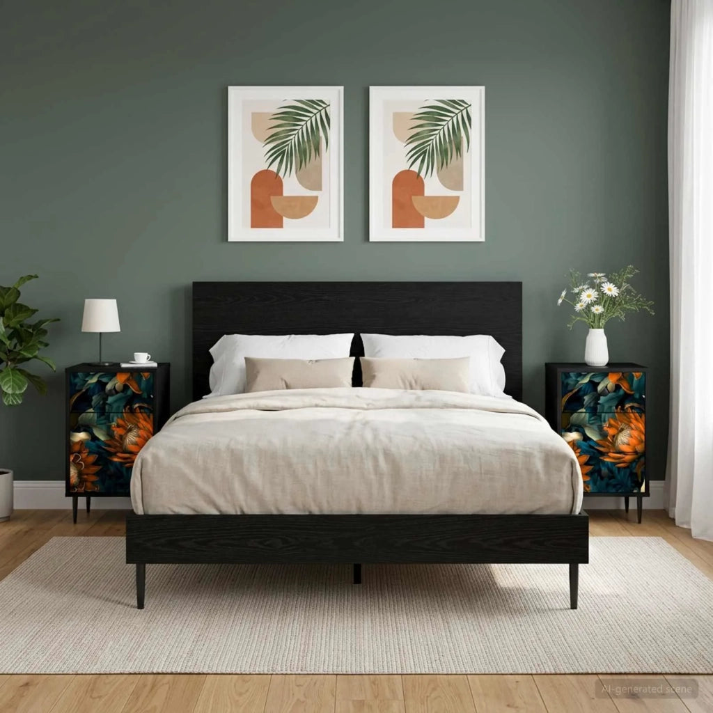 Armadio da Notte LOCHEM 2 pz Rovere Nero 36 x 33 x 61 cm 8007312