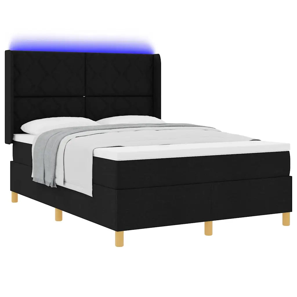 Letto a molle con materasso Nero 140 x 200 cm Tessuto 3343758
