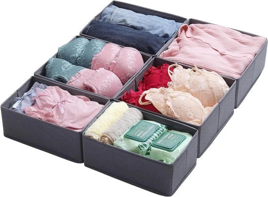 Organizzatori di carreggiata - Scatole per l'archiviazione di abbigliamento - Organizzazione di armadi per abbigliamento - Design modulare - Set da 6 - Grigio