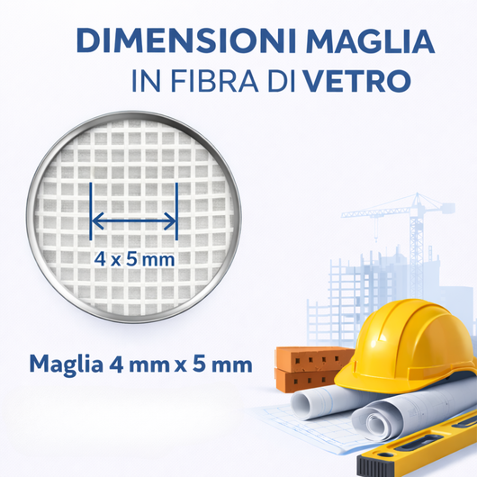 Rotolo 1x50 m rete in fibra di vetro per intonaco cappotto 150 gr 50 mq