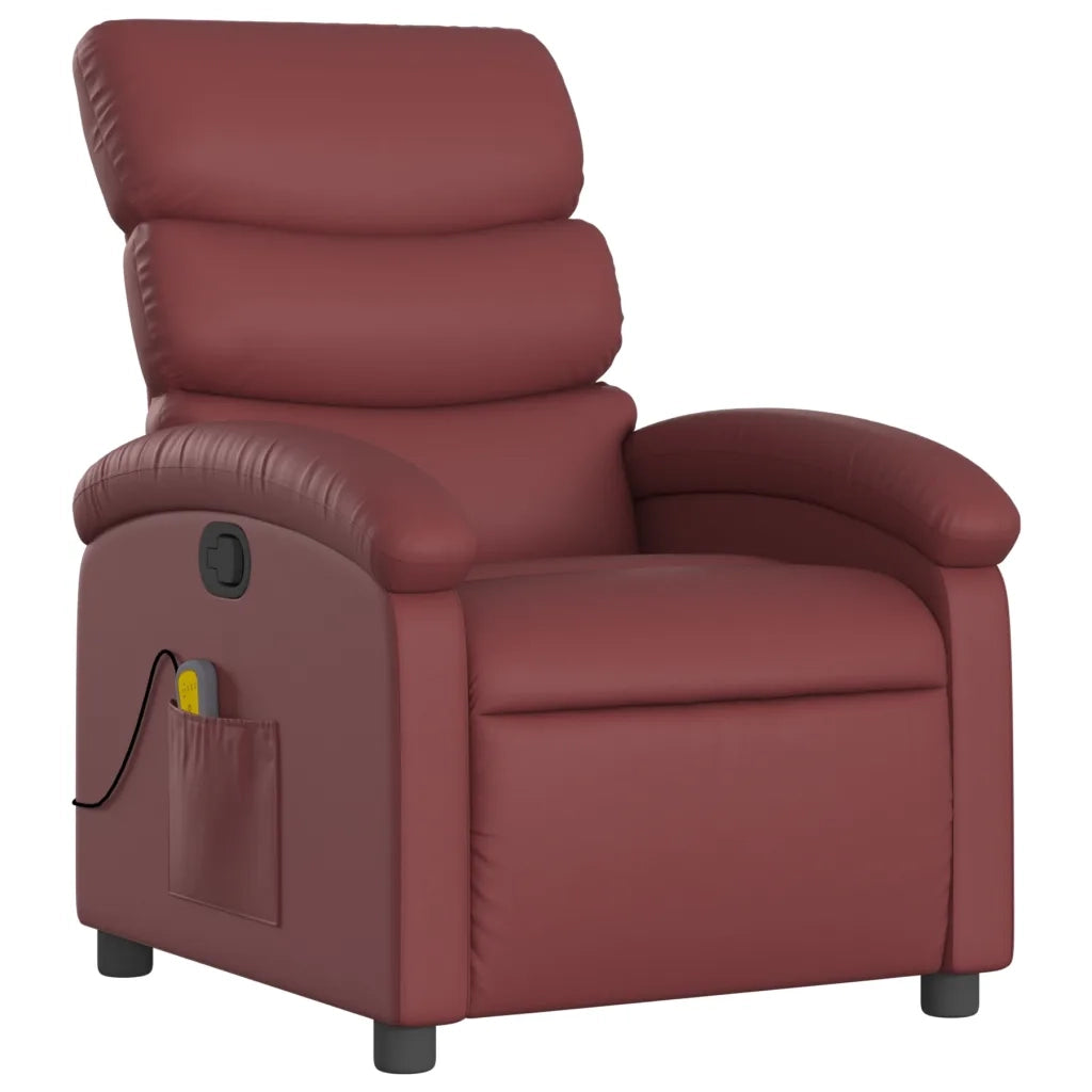 Divano Sedia-Poltrona Massaggiante Reclinabile Rosso vino in Similpelle 594209