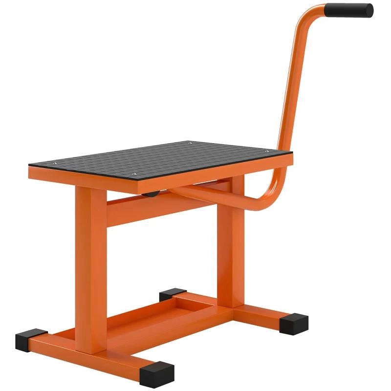 CAVALLETTO ALZAMOTO MAX 150 KG IN METALLO CON SUPERFICIE IN GOMMA E MANOVELLA, 48X34X43 CM, ARANCIONE