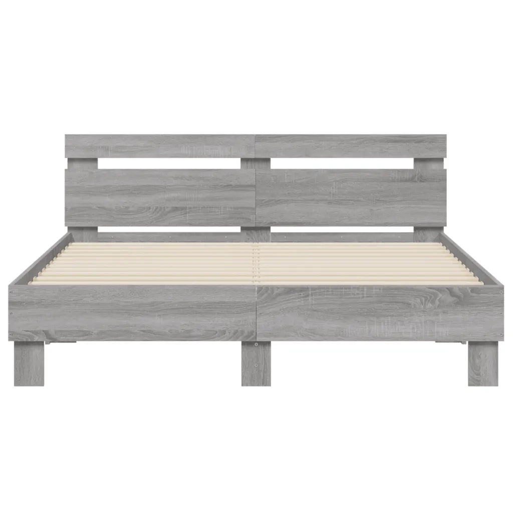 Giroletto con Testiera e LED-Struttura Letto con testiera Grigio Sonoma 150x200 cm 226426