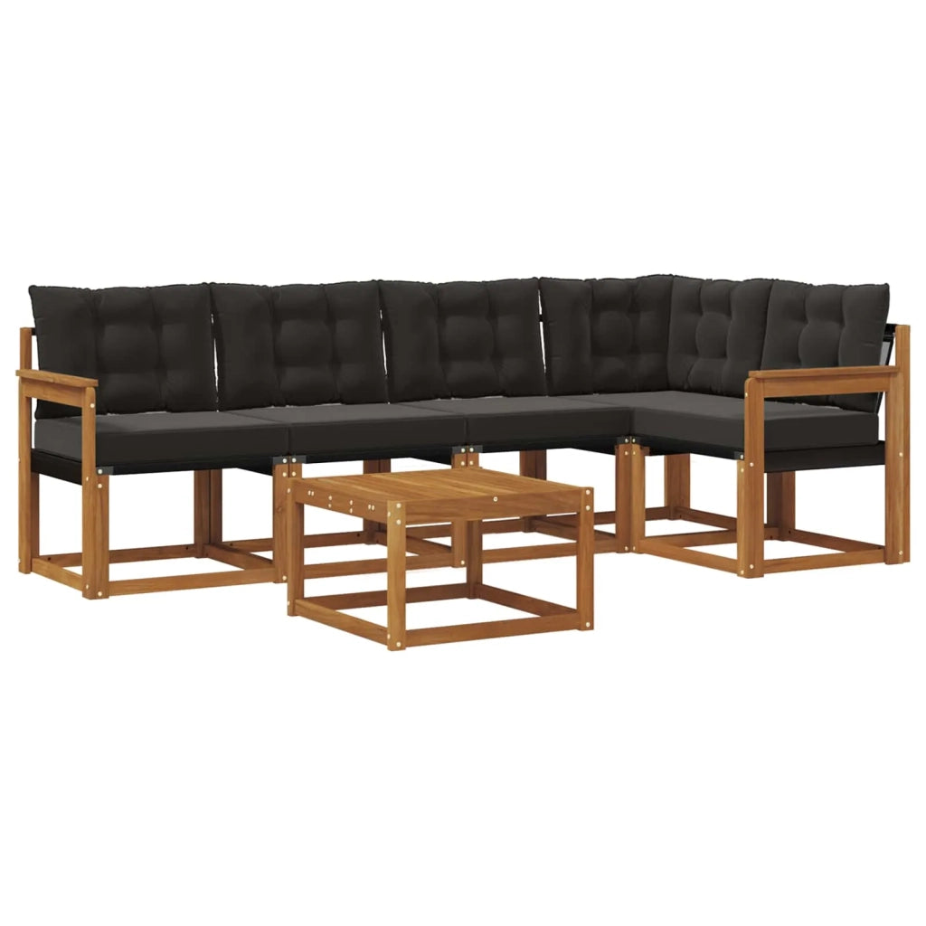 Set di divani da esterno con cuscino 6 pcs Naturale e Nero 3368683