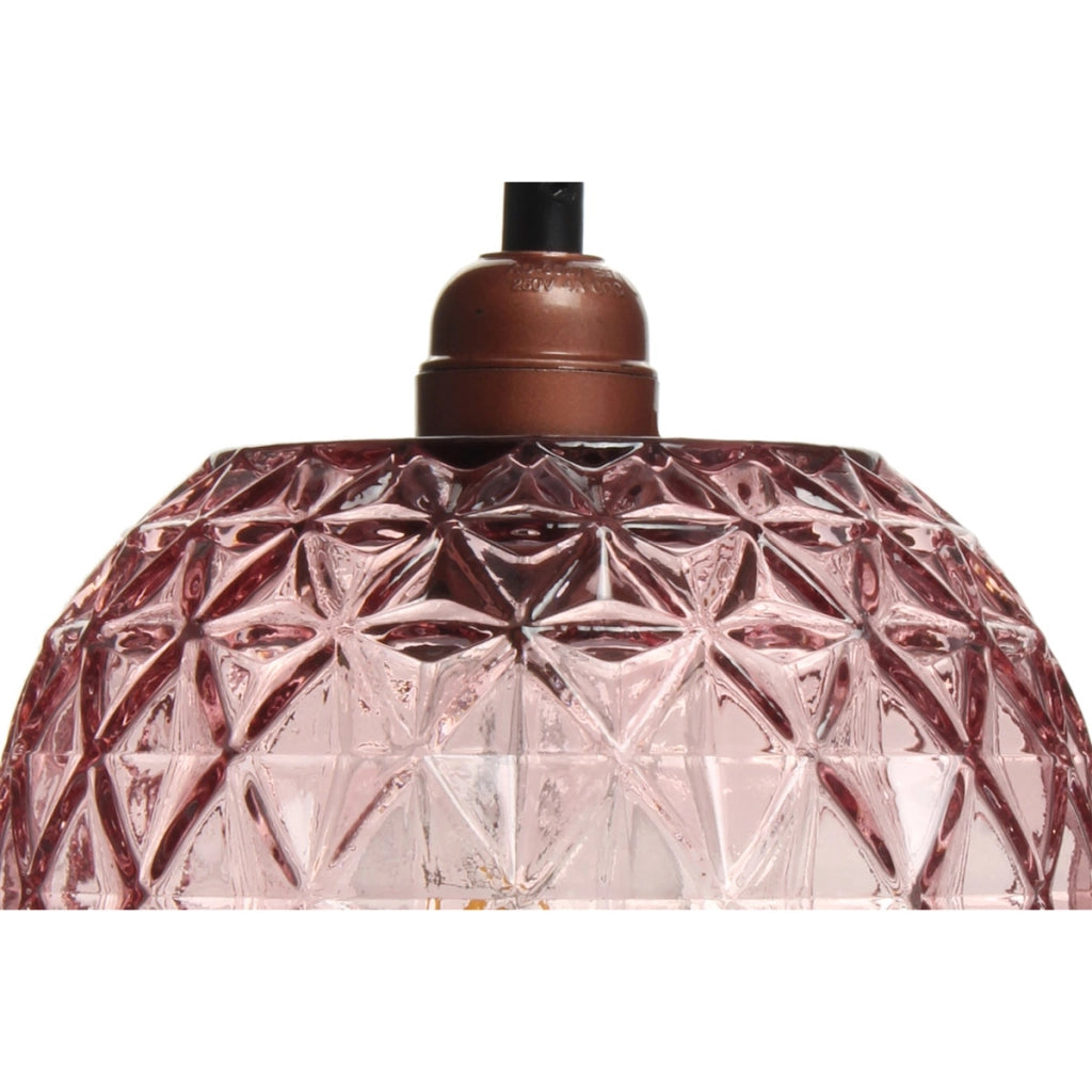 Lampada a sospensione Corvus in vetro rosa