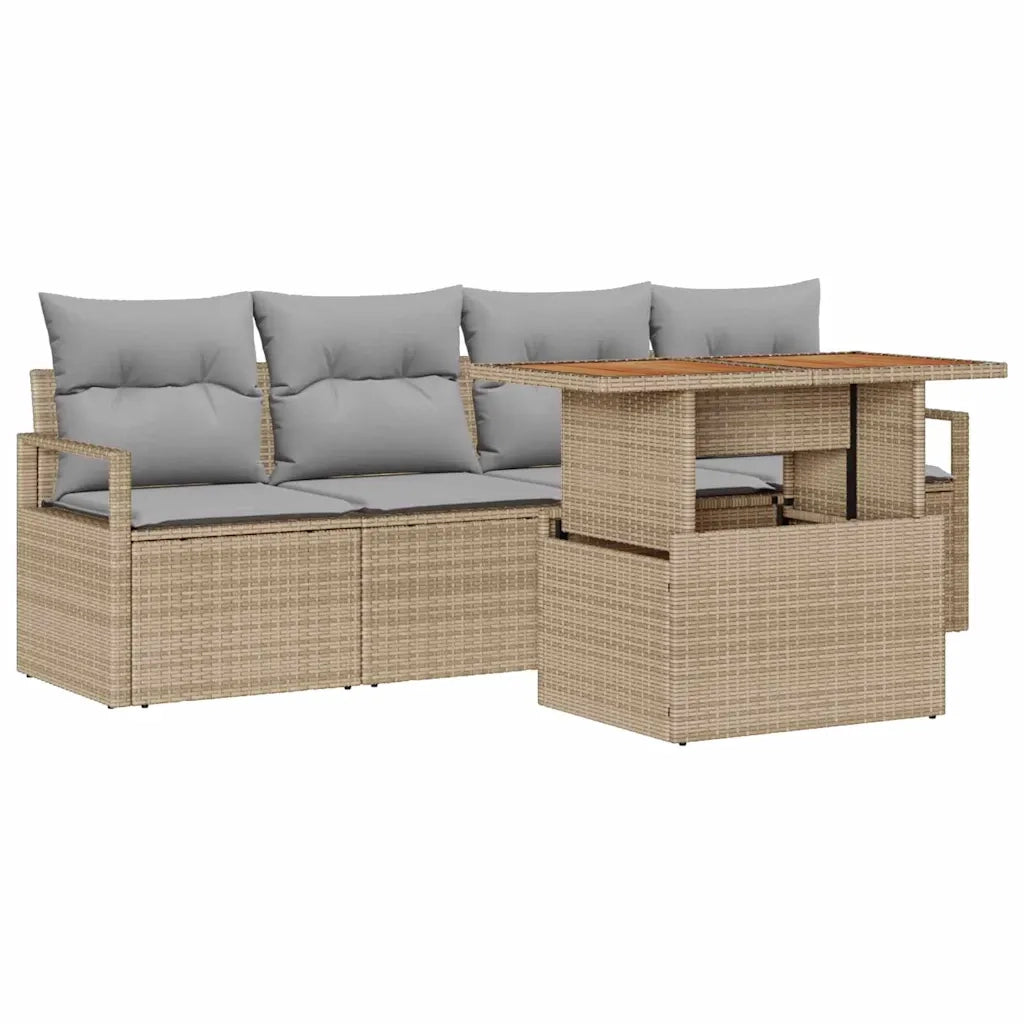 Set Divano da Giardino con cuscino 5 pcs beige e grigio chiaro 3349643