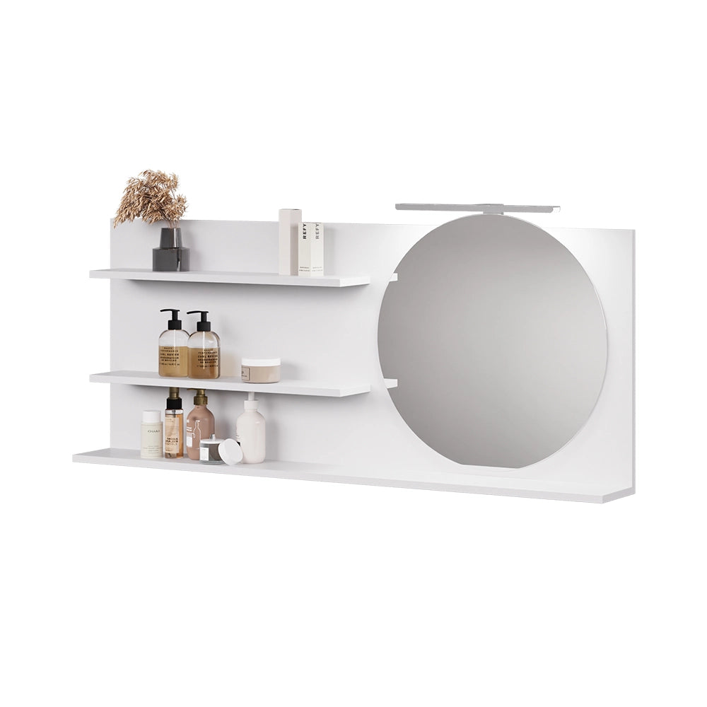 Vicco Specchio con mensola Bianco 120 x 50 cm con 3 scomparti aperti