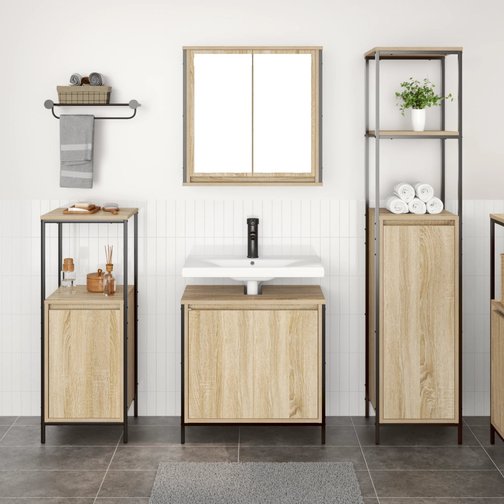 Set di Mobili da Bagno in Rovere Sonoma Legno Ingegnerizzato