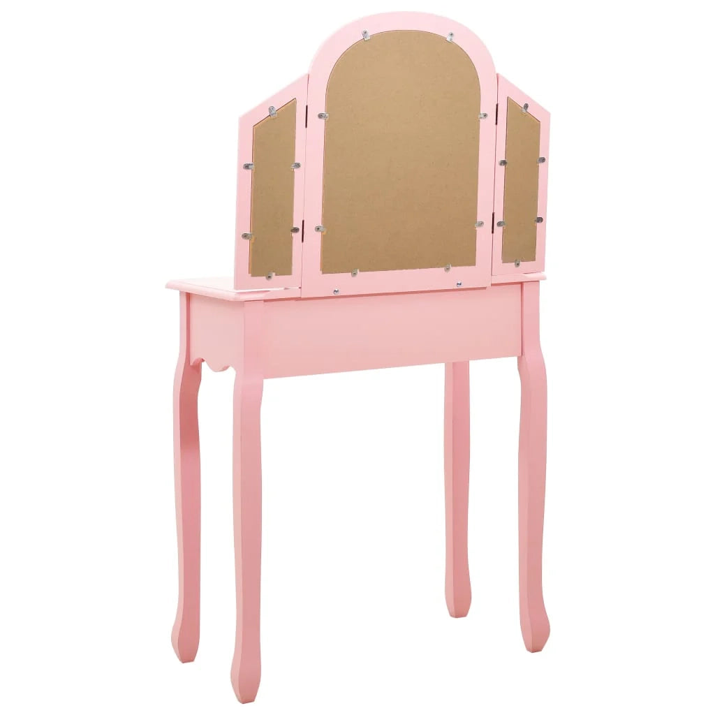 Toletta e sgabello 65 x 36 x 128 cm rosa legno MDF 02_0006382