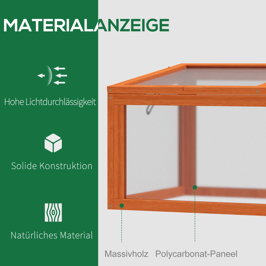 Serra a telaio freddo con copertura, resistente alle intemperie, realizzata in legno e policarbonato, arancione, 90x46x40 cm