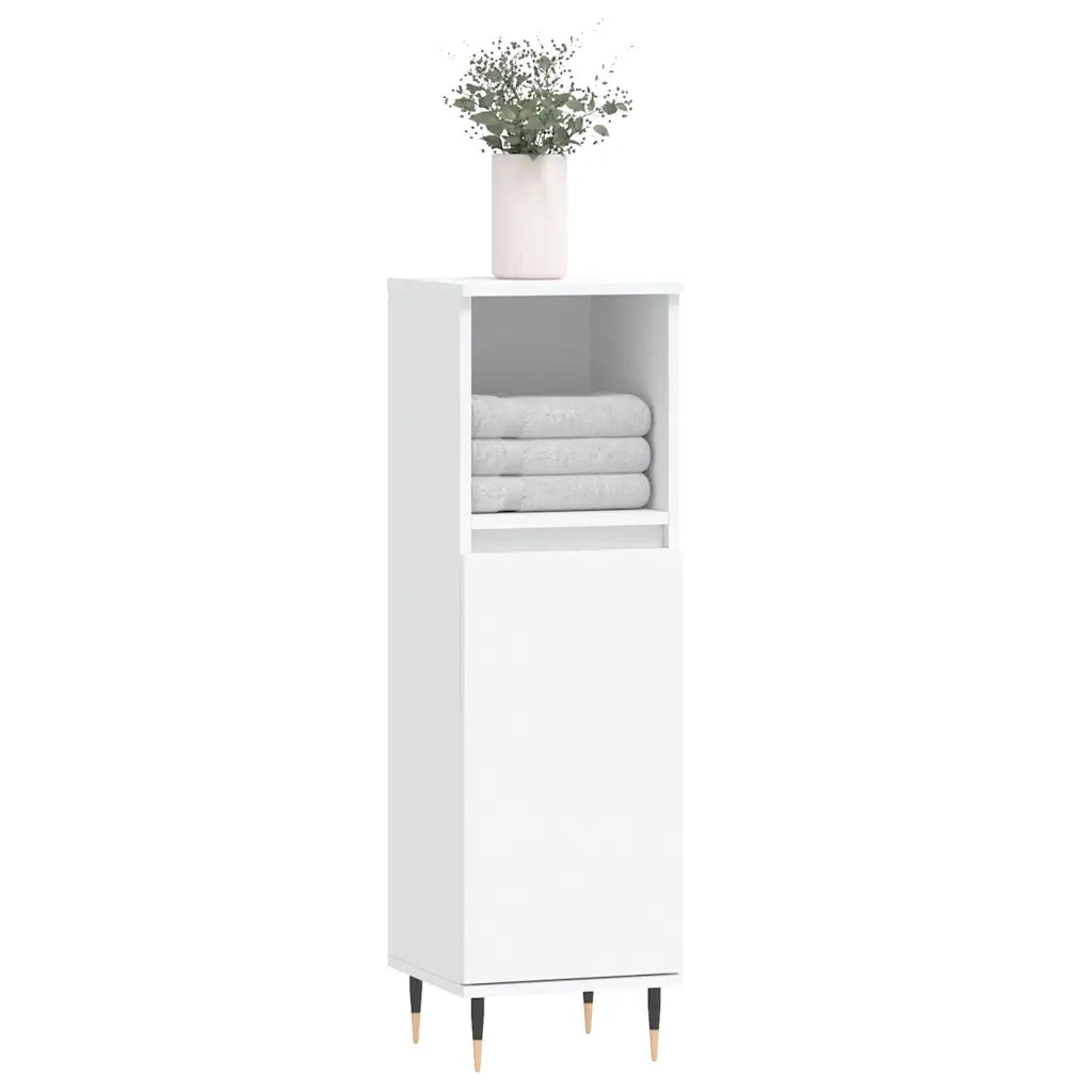 Armadietto da Bagno | Armadio da bagno Bianco 30x30x100 cm in Legno Multistrato