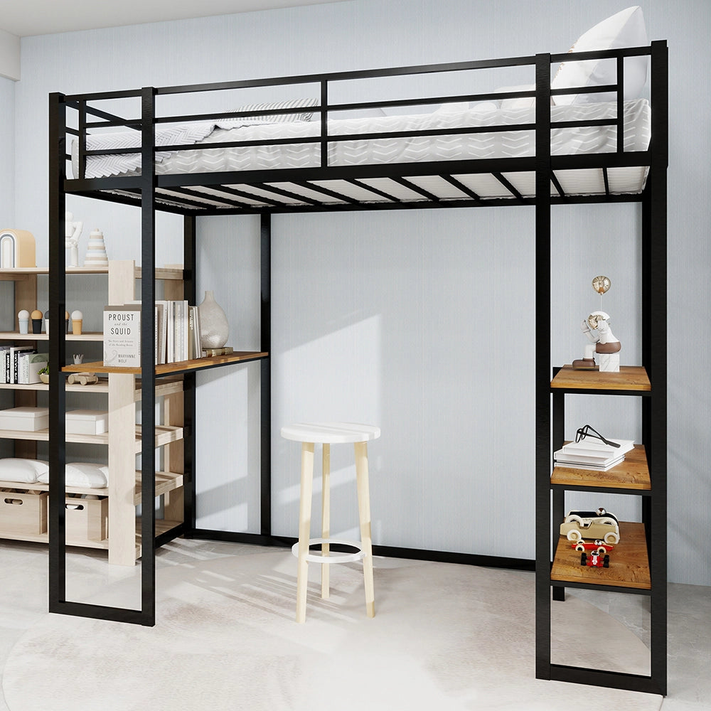 Letto con scrivania - Xylo - 90x200 cm L metallo scala doppia