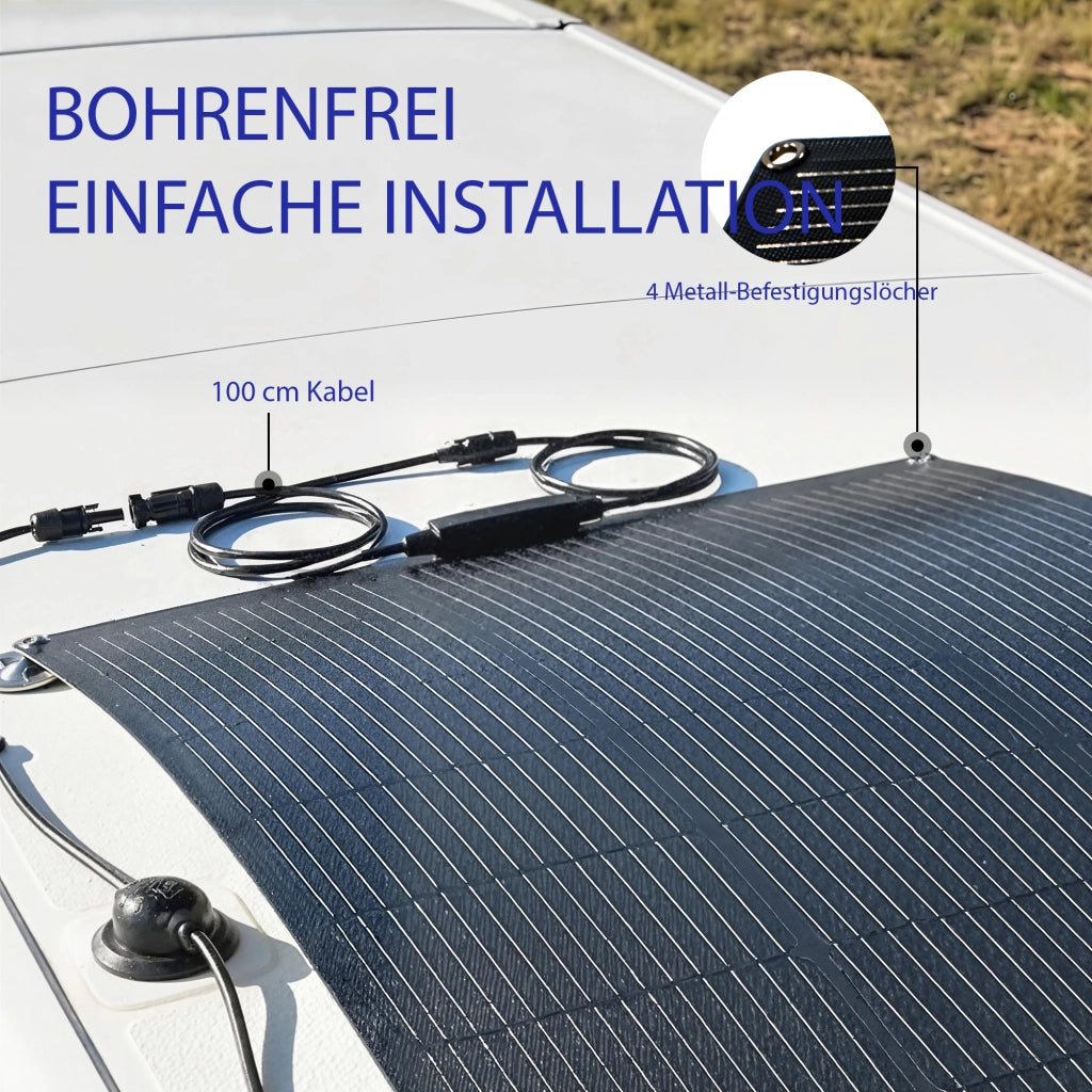 Pannello Solare Portatile 100W 18V con Controller LCD e 2 Porte USB IP67 Impermeabile per Camper Camping e Fai da Te