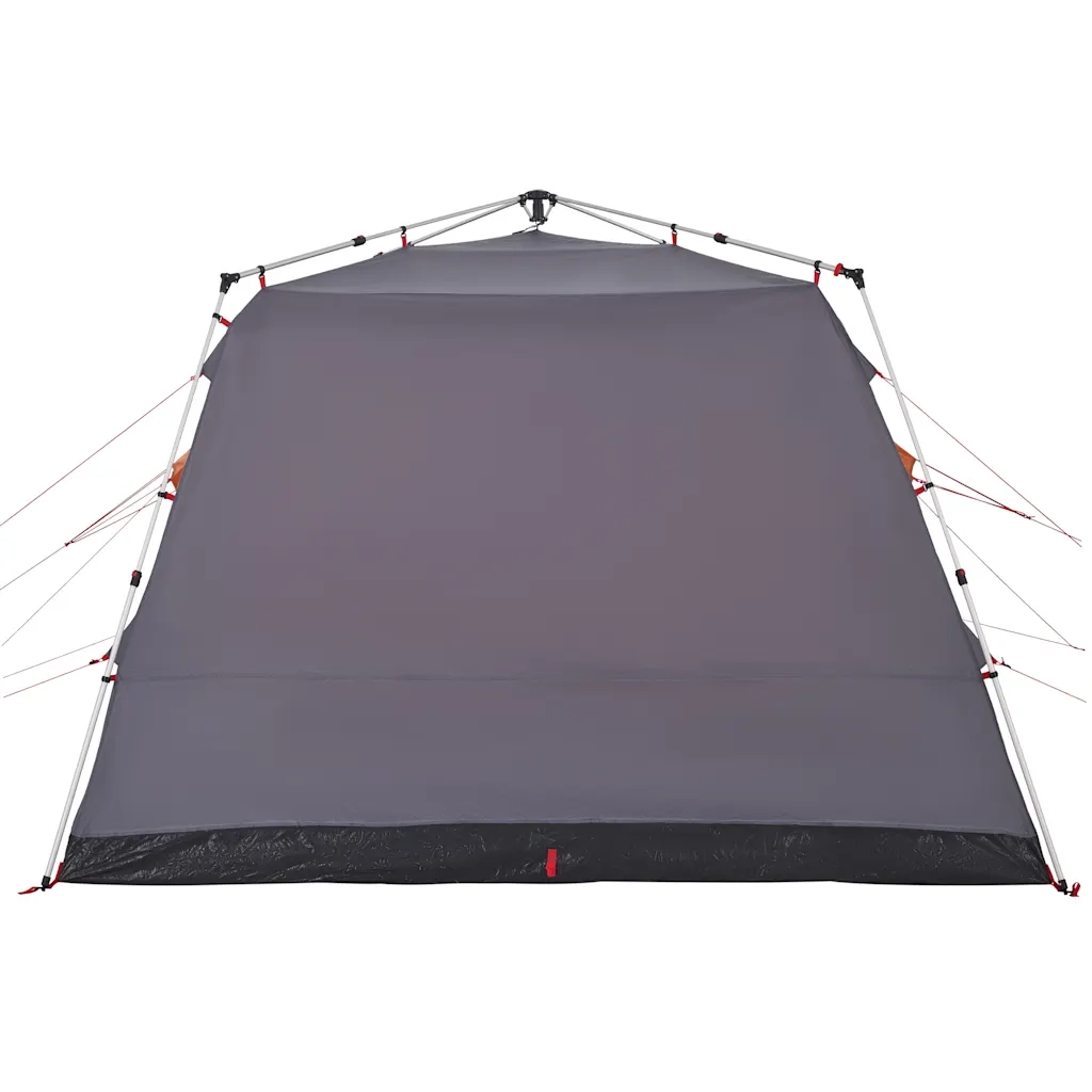 Tenda Familiare 7 Persone-Tenda da campeggio Grigio e Arancione a Rilascio Rapido