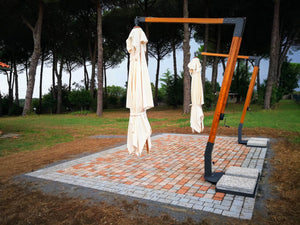 Ombrellone da Giardino Decentrato 3x4m in Legno Telo in Acrilico Danieli Tokio Ecrù