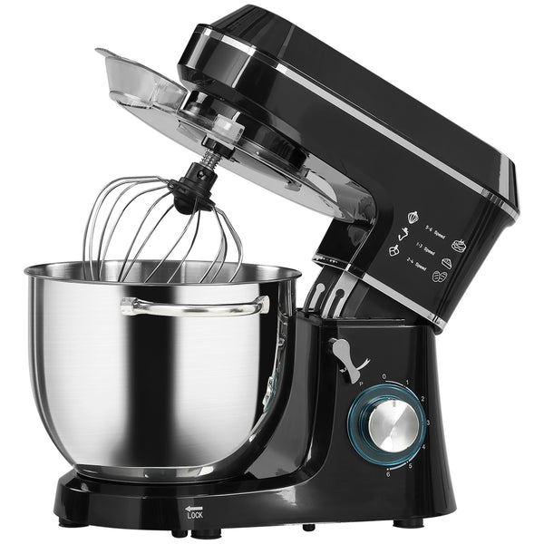 Impastatrice Planetaria 1400W con Ciotola 7L e 6 Velocit¨¤, Gancio Impastatore, Frusta e Sbattitore, Nero
