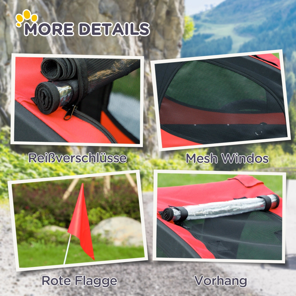Trasportino per Cani Pieghevole ¨C zephmum ¨C Rosso, Oxford, Metallo, 140x71x83 cm