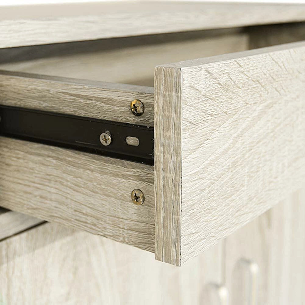 Mobile Multiuso in Legno 2 Ante 1 Cassetto 4 Ripiani Porta Scarpe 63x33H95cm Quercia